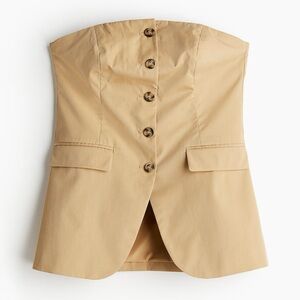 Stylish Tan Strapless Buttoned Vest